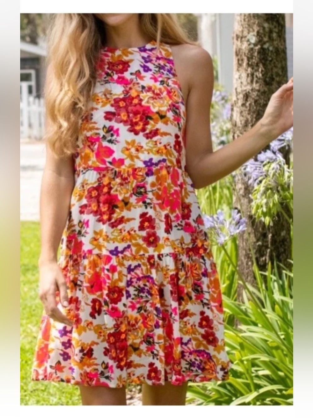 Natural Life Mini Hallie Dress Floral Halter Dress Size Medium - Picture 3 of 9